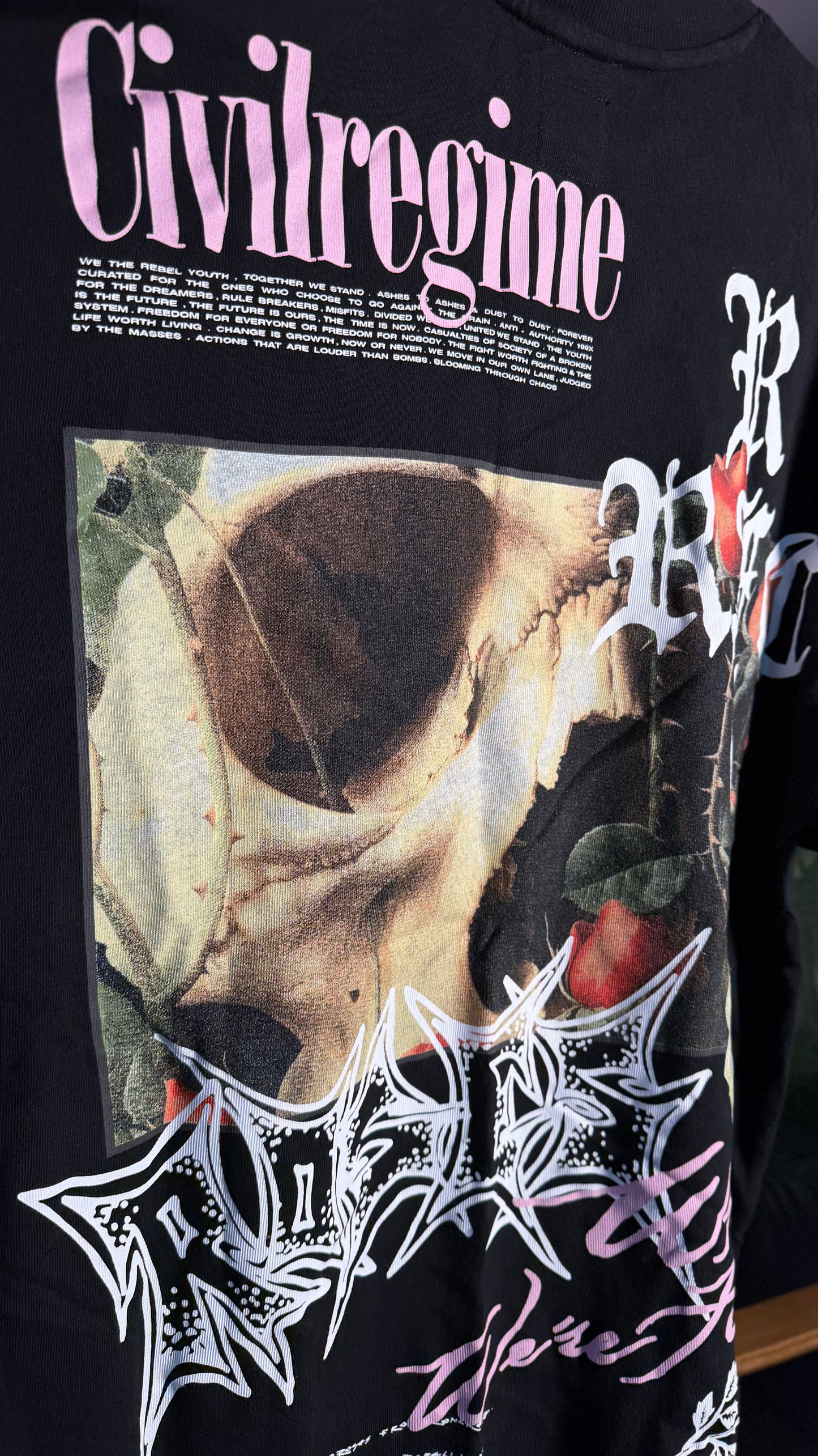 CIVIL REGIME ROSES WHILE WE'RE HERE T-SHIRT
