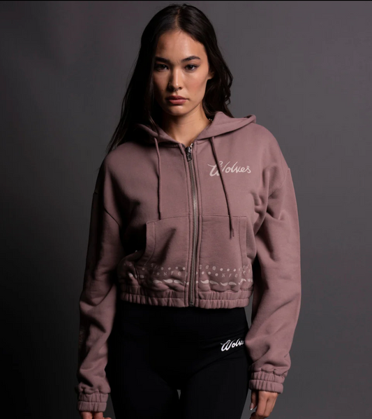 WESTERN WOLVES "VINTAGE CHAMBERS" (CROPPED) ZIP HOODIE