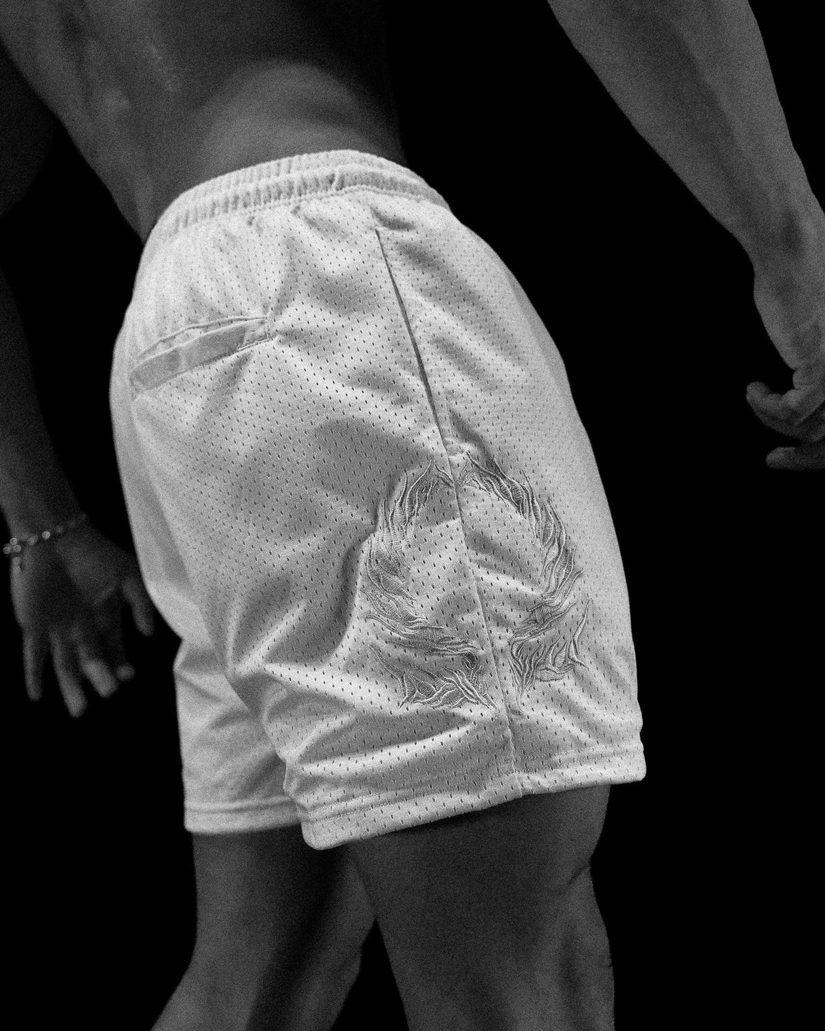 OMEGA EMBROIDERY BODYBUILDING MESH SHORTS