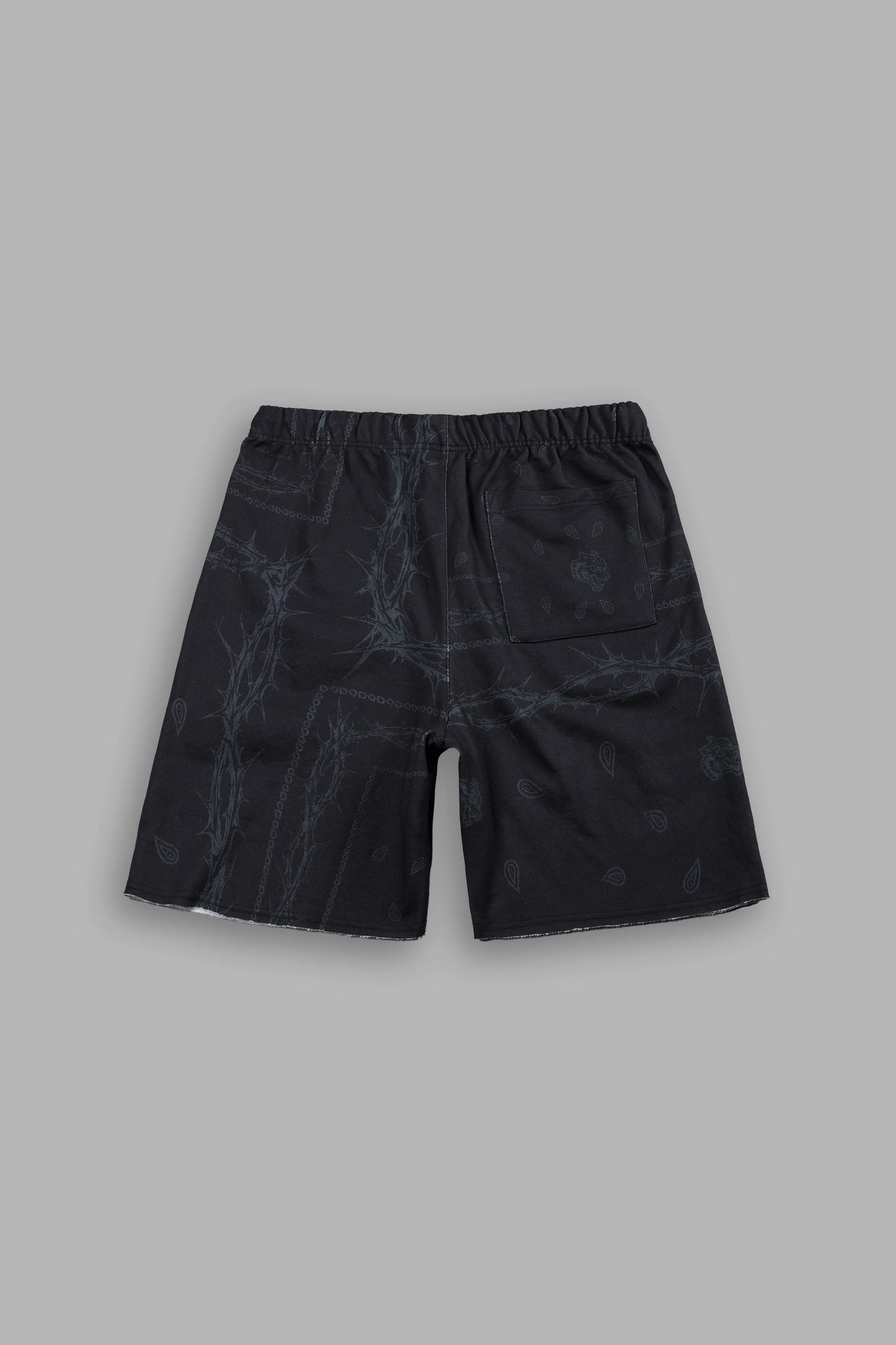 WOLVES PYRAMID GRUNGE OVERSIZED RAW HEM SWEAT SHORTS