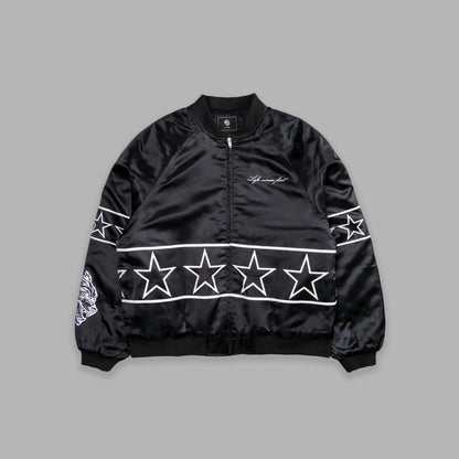 IN THE STARS SATIN BOMBER ZIP JACKET