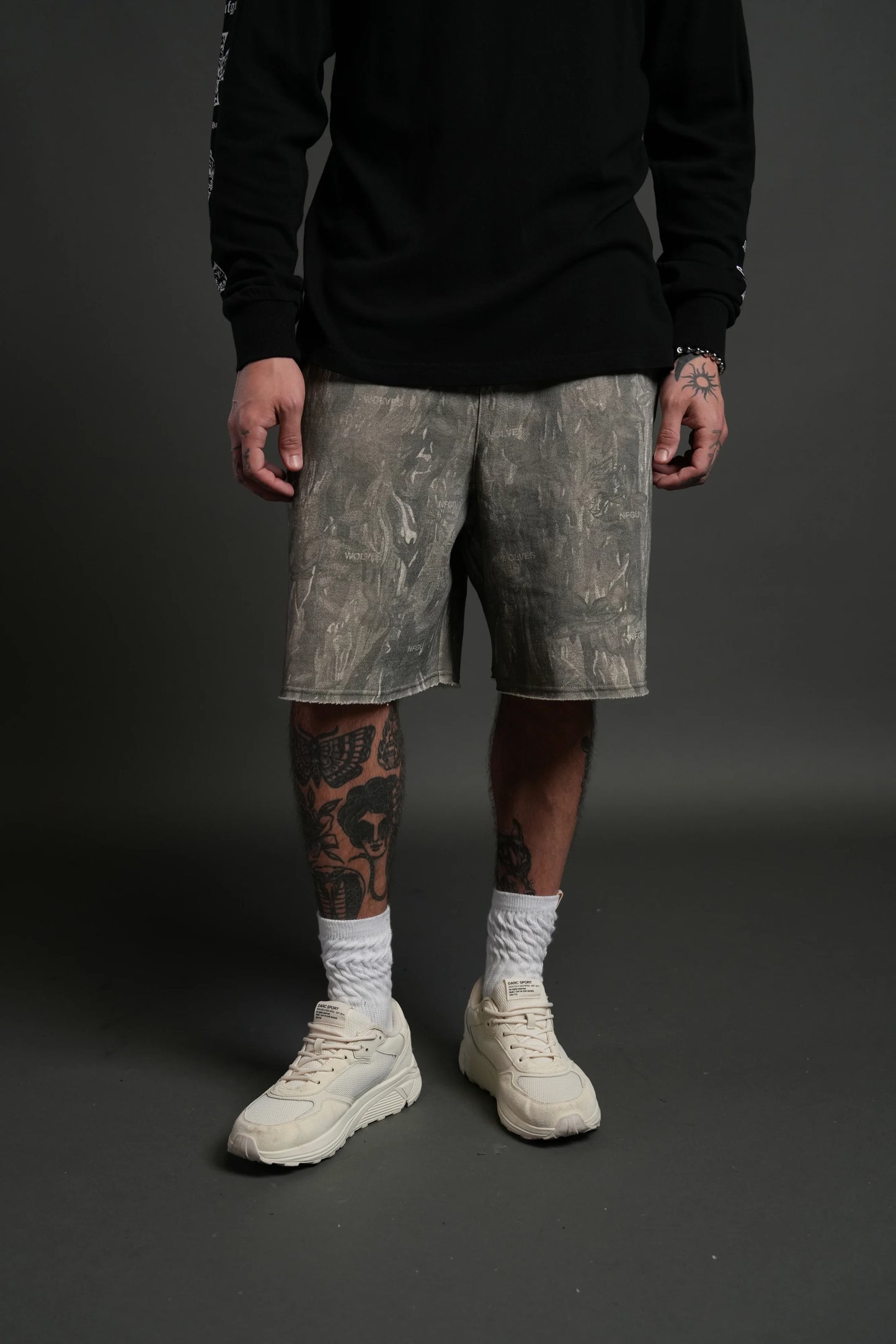 DUAL CORE RAW HEM OVERSIZED POST LOUNGE SWEAT SHORTS