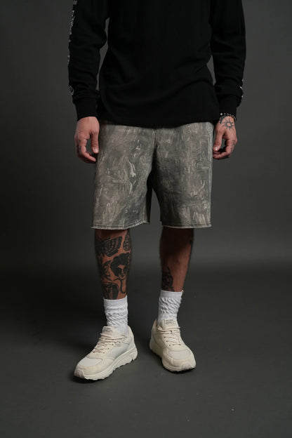DUAL CORE RAW HEM OVERSIZED POST LOUNGE SWEAT SHORTS