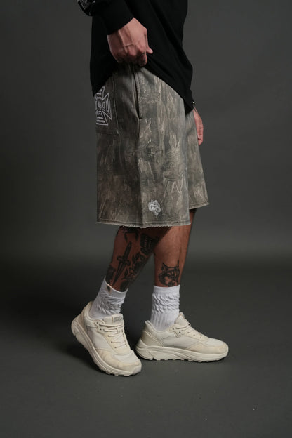 DUAL CORE RAW HEM OVERSIZED POST LOUNGE SWEAT SHORTS