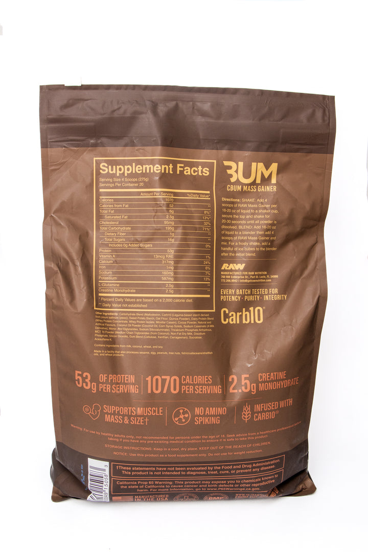 RAW CBUM MASS GAINER 12 LBS 20 SERV