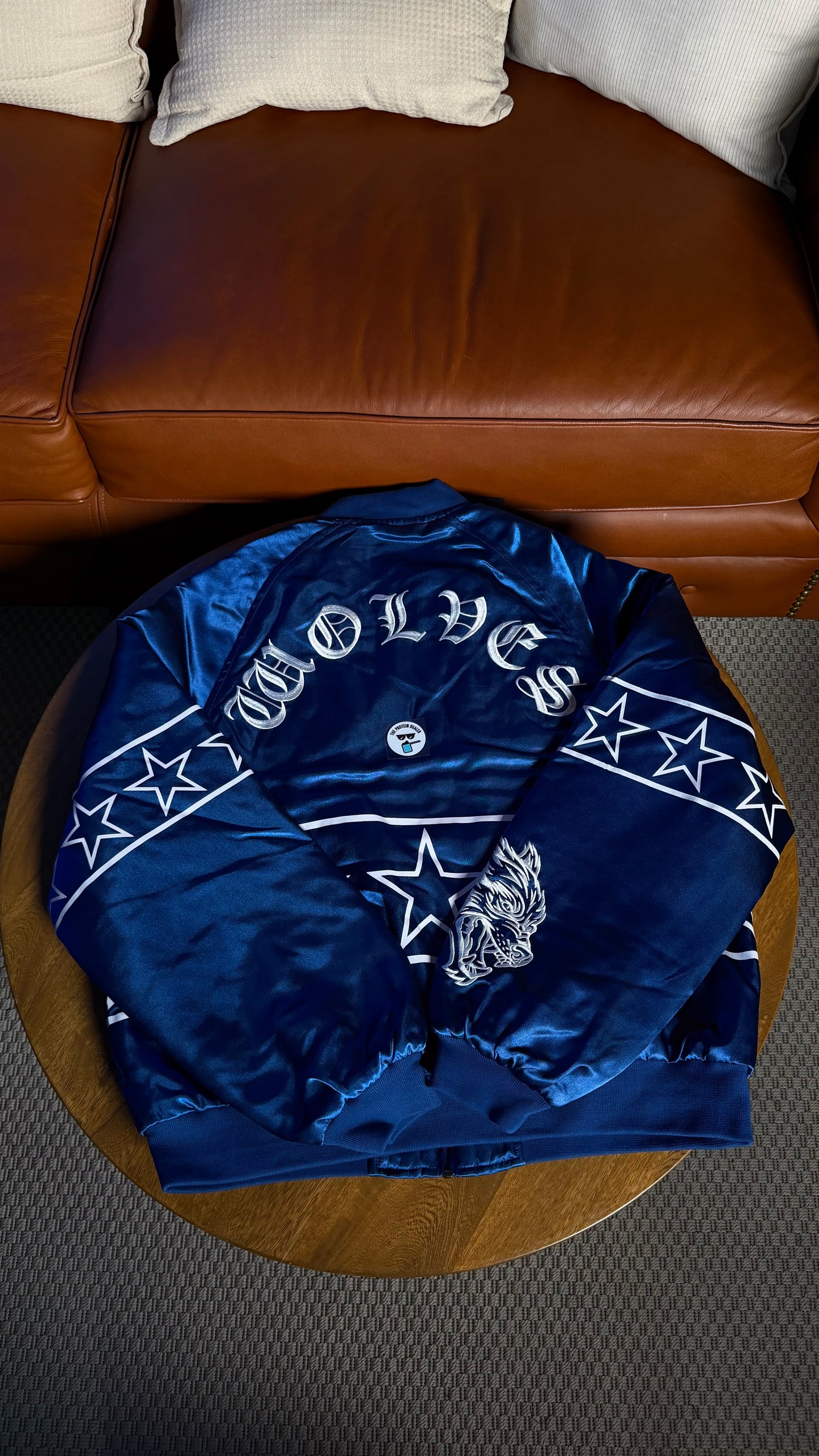 IN THE STARS SATIN BOMBER ZIP JACKET
