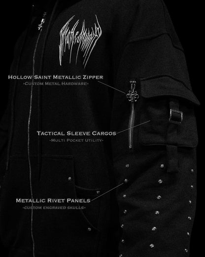 METALLIC TACTICAL OVERSIZED CARGO ZIP-UP JACKETS