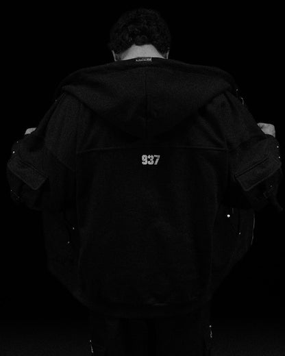 METALLIC TACTICAL OVERSIZED CARGO ZIP-UP JACKETS