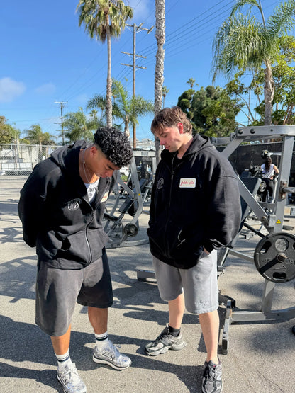 OG BLACK VINTAGE WASHED ZIP UP HOODIE