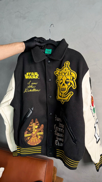 REBELLION COLLARED LETTERMAN JACKET