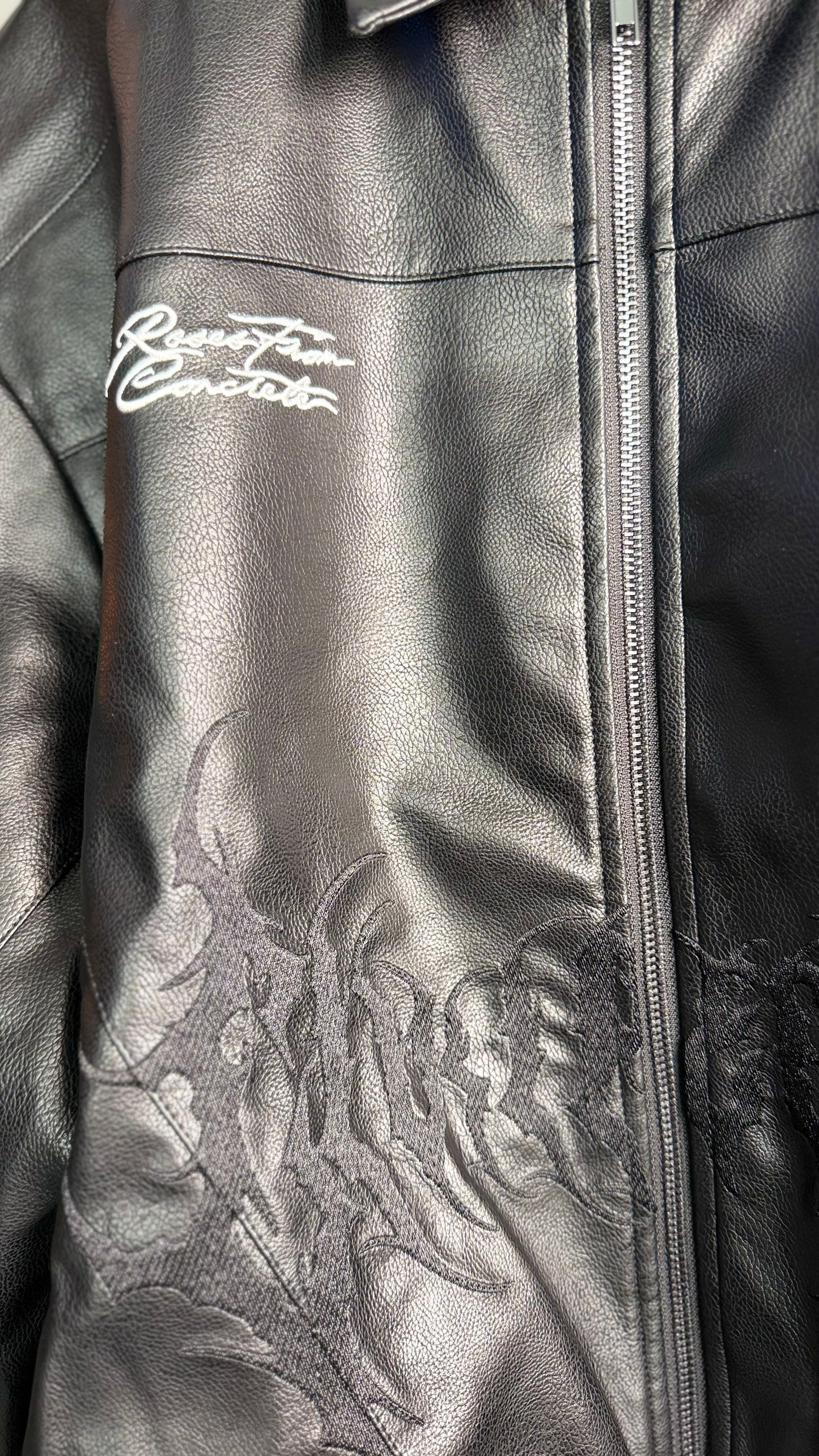 METAL CORE LEATHER MOTTO JACKET