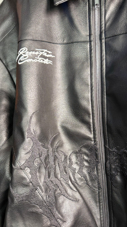 METAL CORE LEATHER MOTTO JACKET