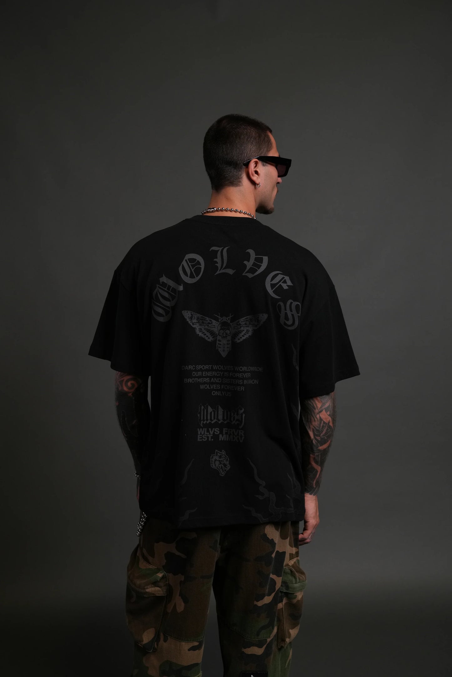 Wolves Never Back Down "Premium" Oversized Tee in Black