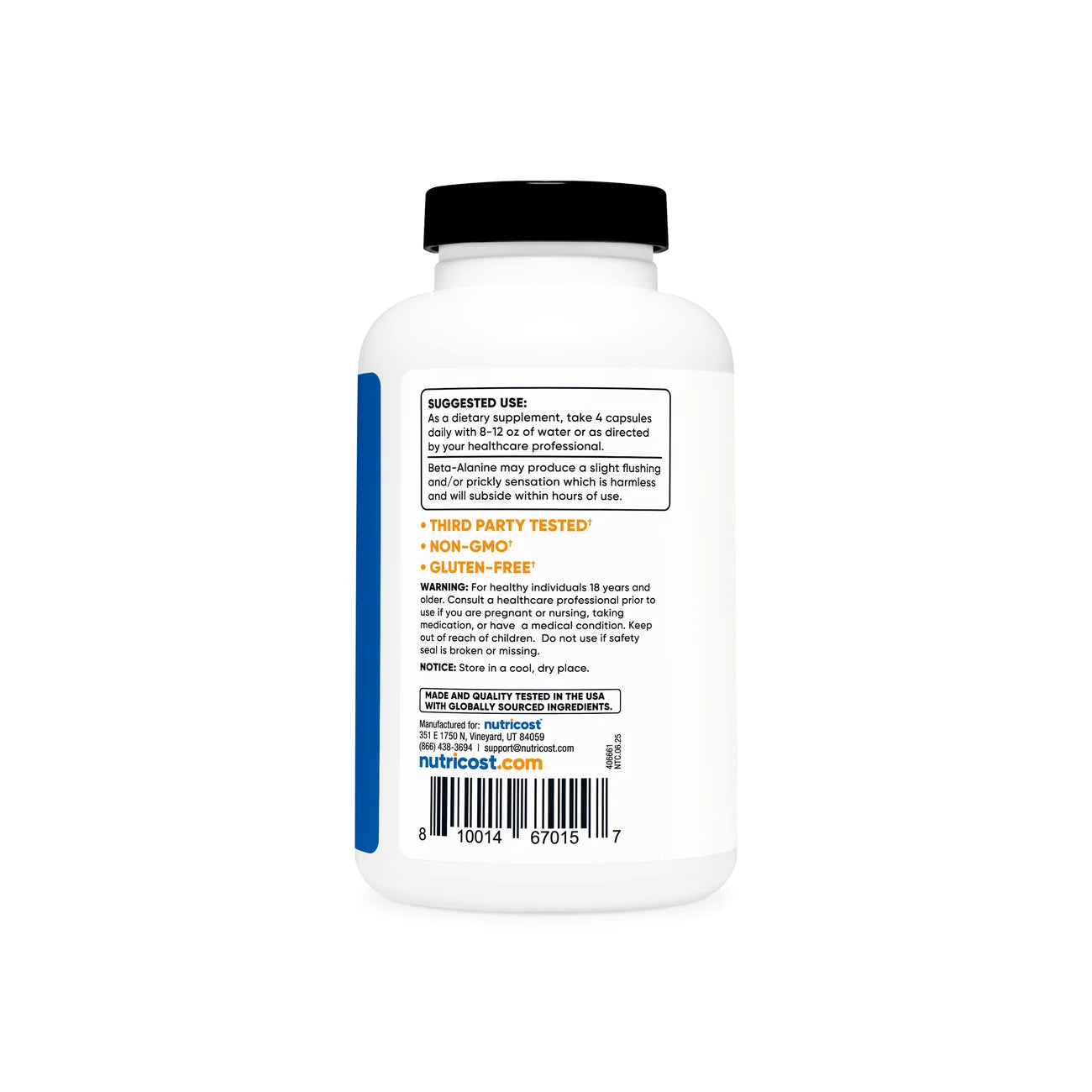 NUTRICOST BETA-ALANINE 3400MG 60 SERV