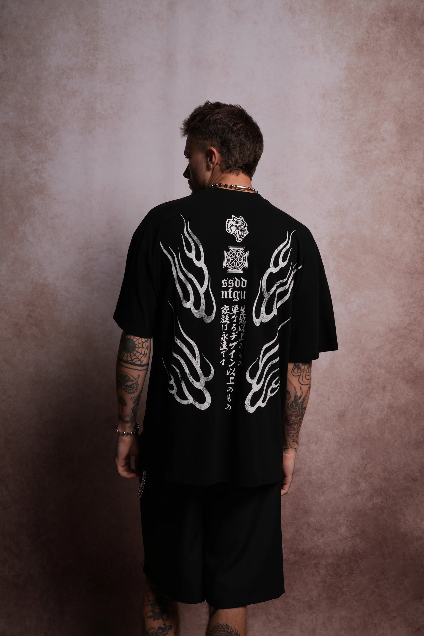 Oni Fire "Premium" Oversized Tee in Black