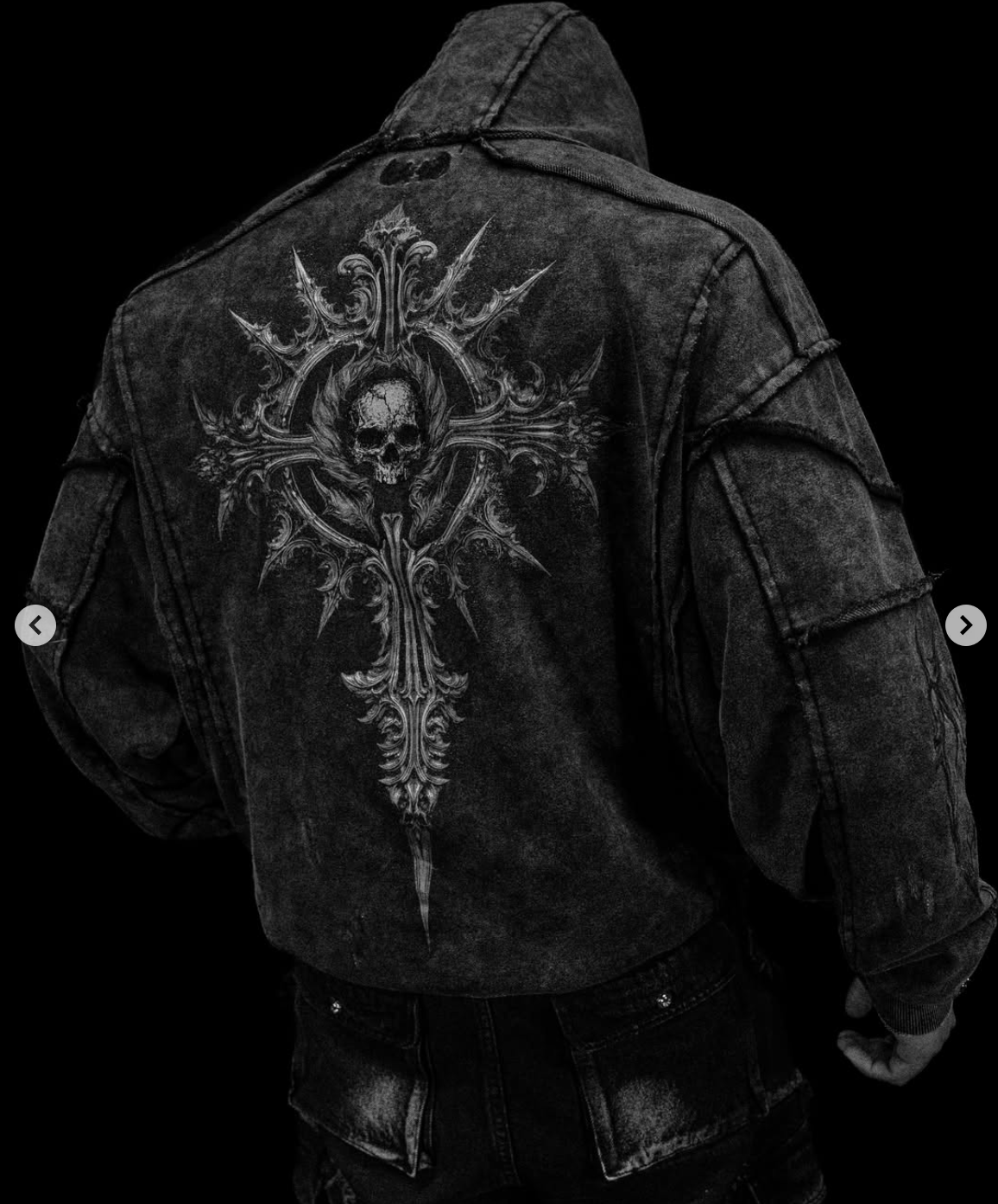 RUINED OVERSIZED ZIP-UP HOODIE