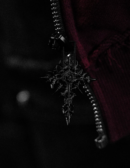 RUINED OVERSIZED ZIP-UP HOODIE