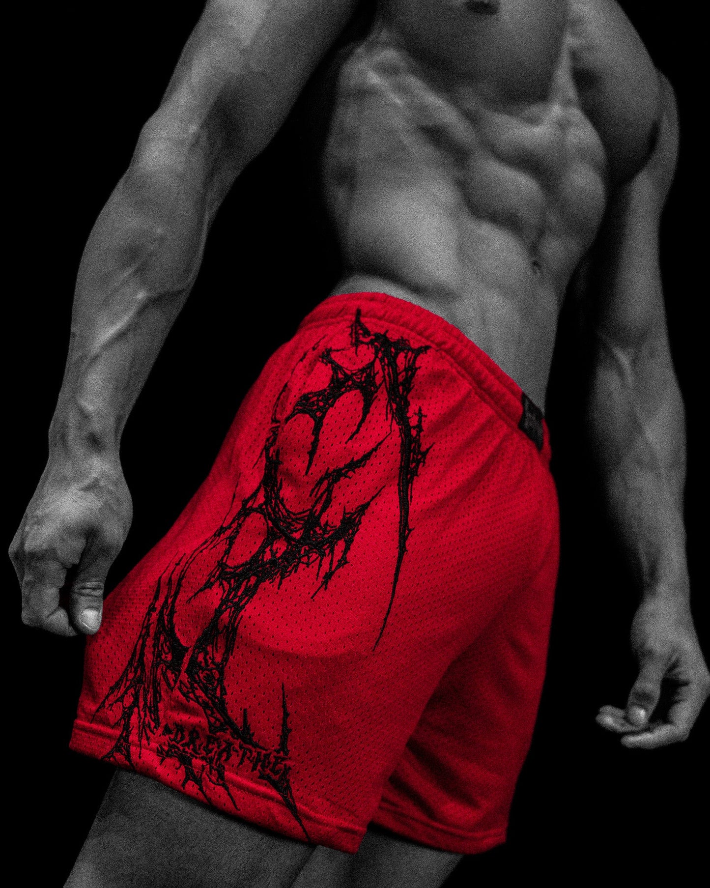 ECLIPSE EMBROIDERY BODYBUILDING MESH SHORTS (AUG)