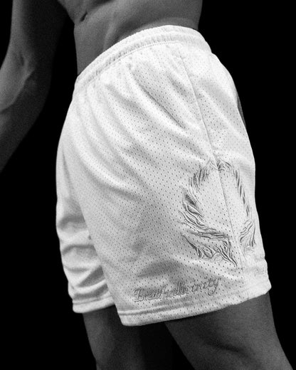 OMEGA EMBROIDERY BODYBUILDING MESH SHORTS