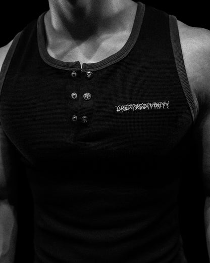 METALLIC HENLEY CUT-OFF