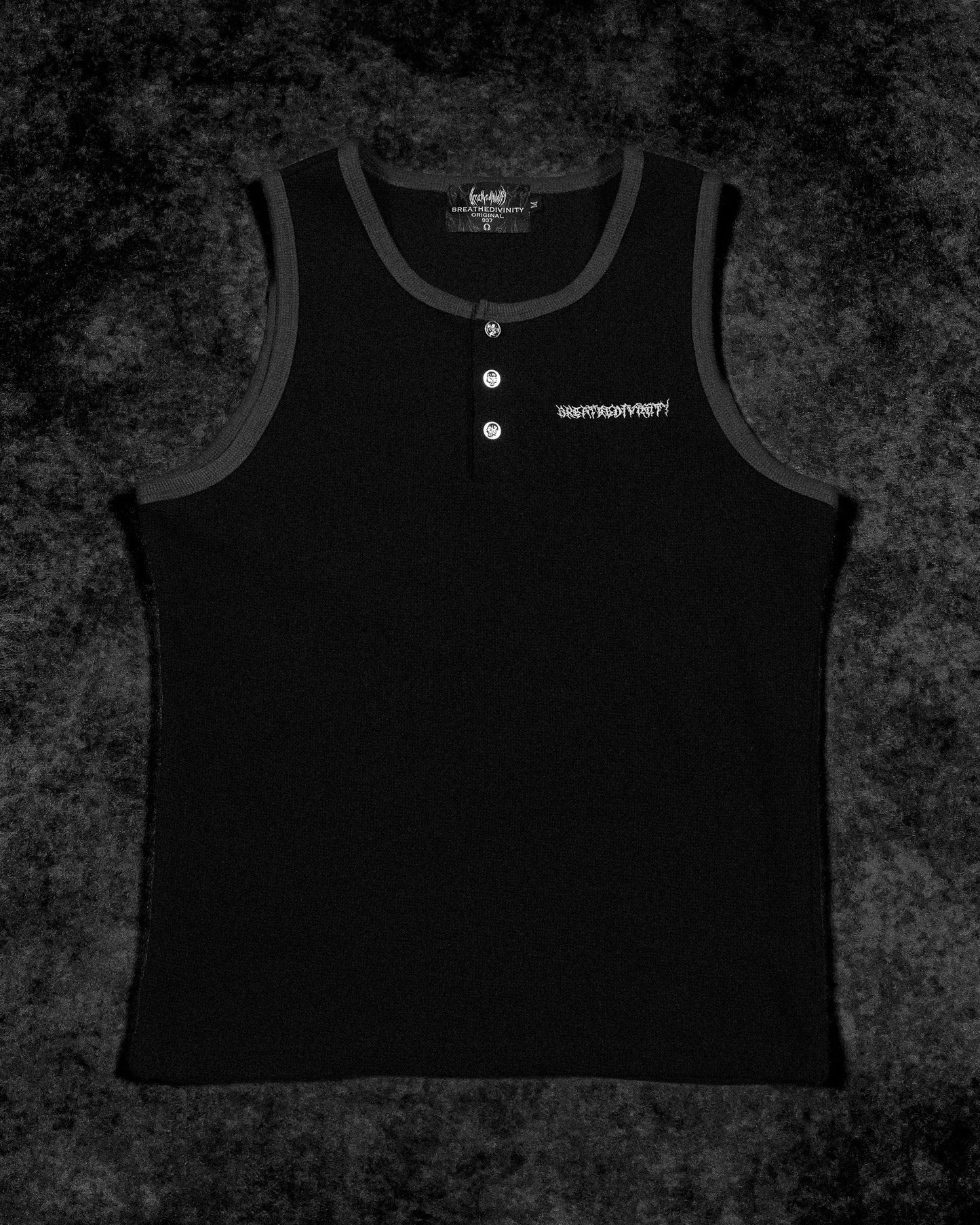 METALLIC HENLEY CUT-OFF