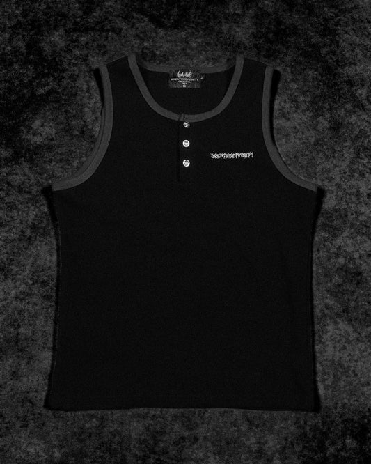 METALLIC HENLEY CUT-OFF