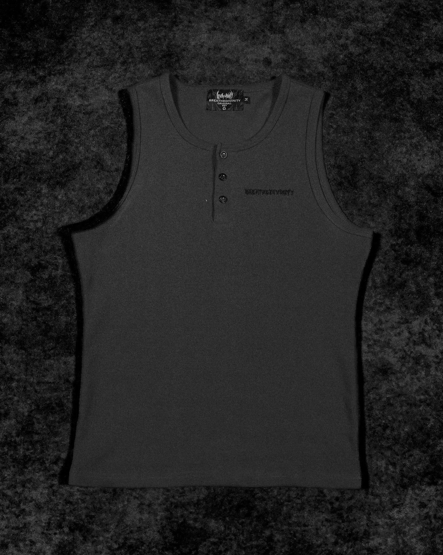 METALLIC HENLEY CUT-OFF
