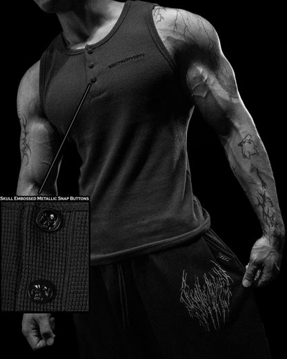 METALLIC HENLEY CUT-OFF