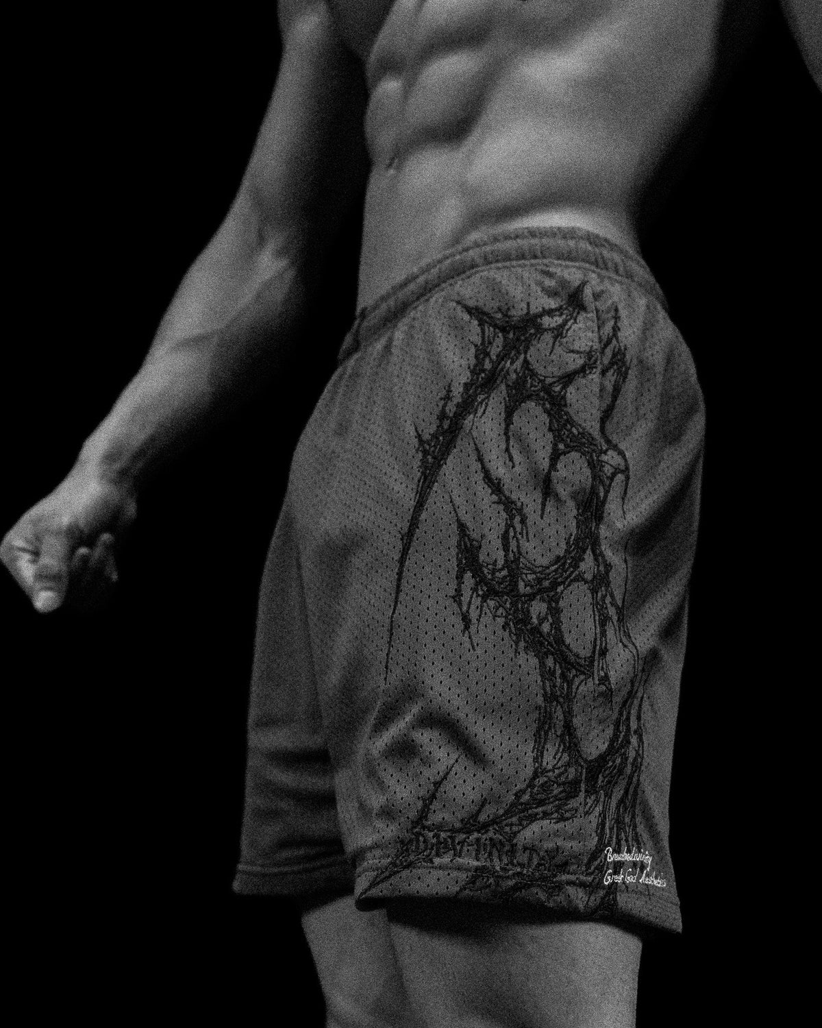 ECLIPSE EMBROIDERY BODYBUILDING MESH SHORTS (AUG)