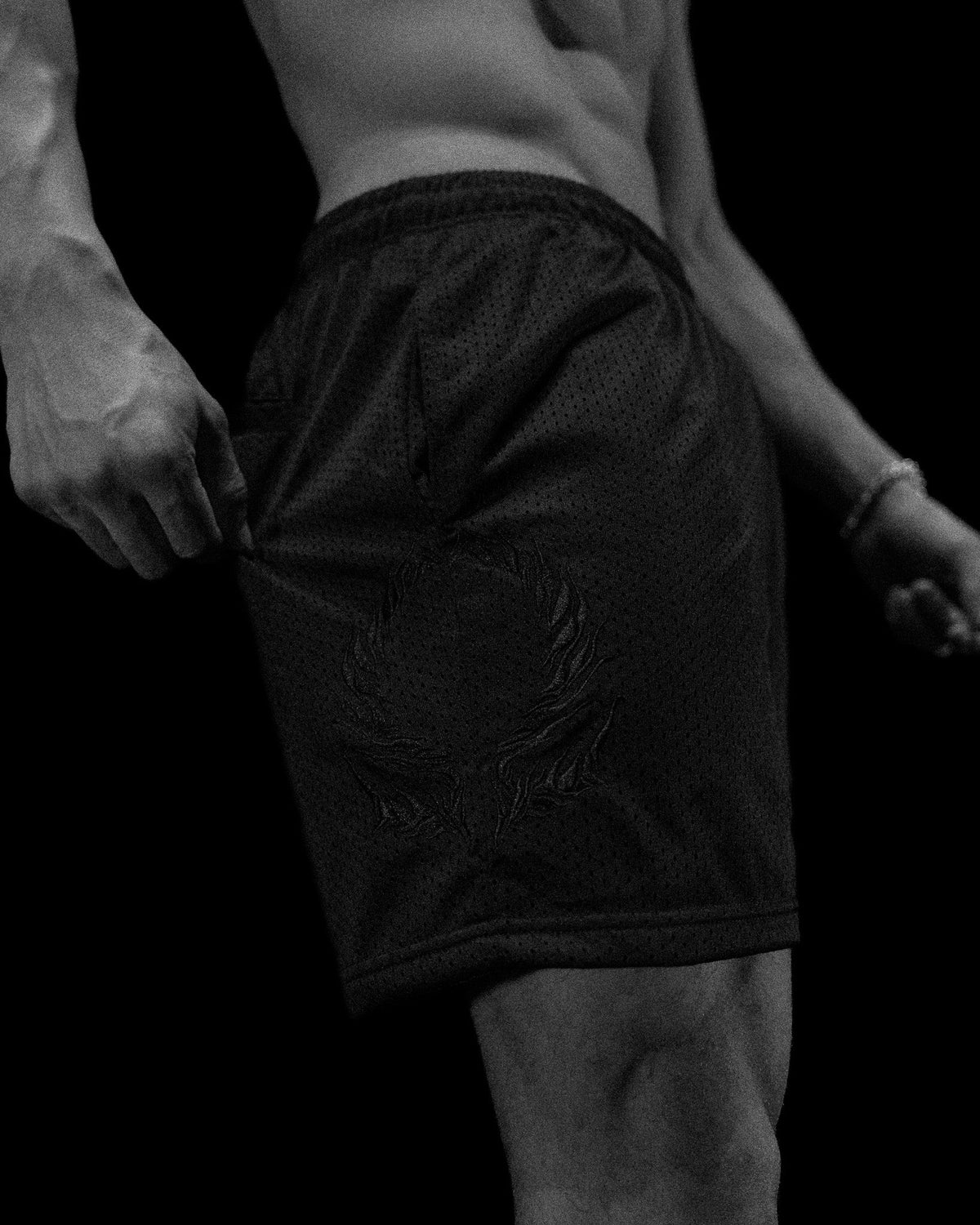 OMEGA EMBROIDERY BODYBUILDING MESH SHORTS